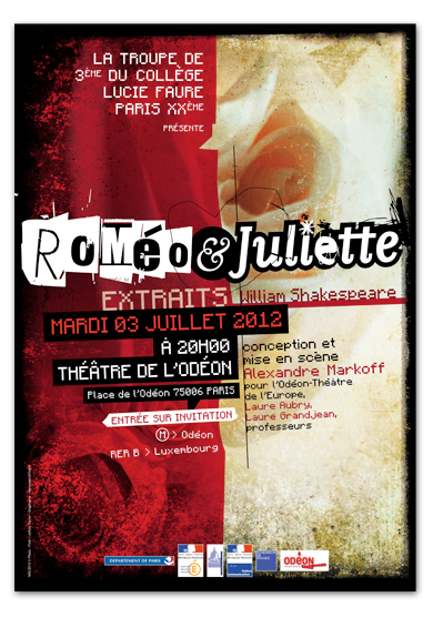 affiche Théâtre Roméo et Juliette Shakespeare ! Laure Grandjean | graphisme © Marie Cayet